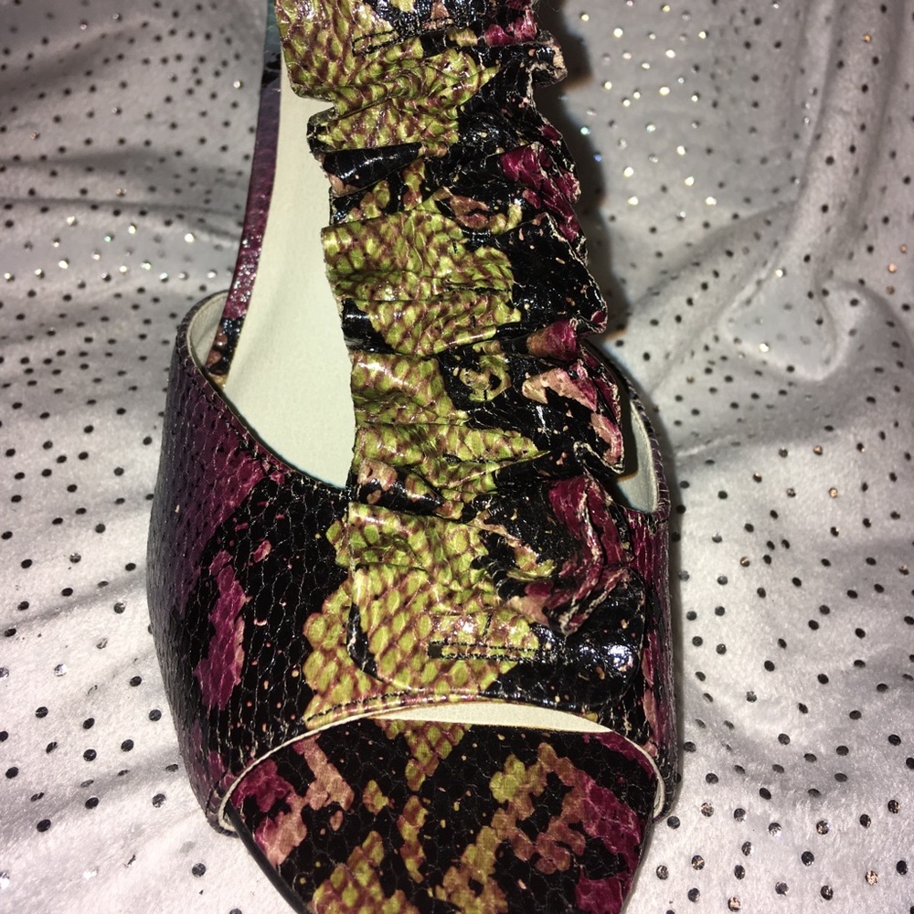 Euc Madden Girl Rainbow Python Open Toe Heels - image 3